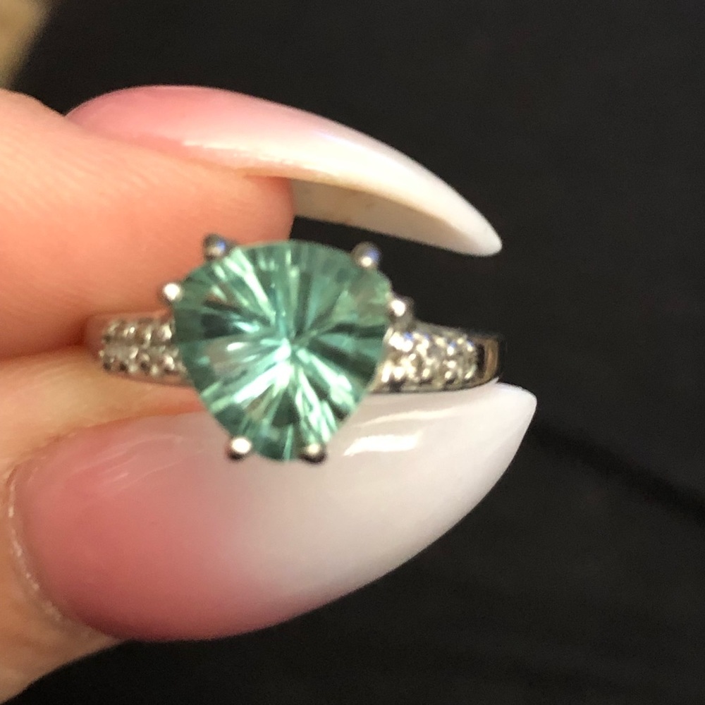 Fluorite & White Topaz sterling silver ring